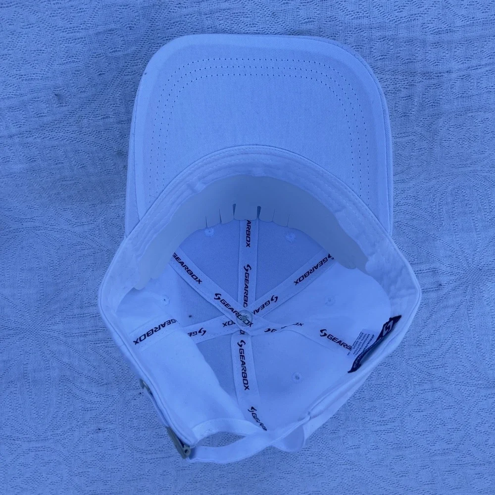 Gearbox Slideback Hat White Solid One Size Embroidered Logo Adjustable Golf cap